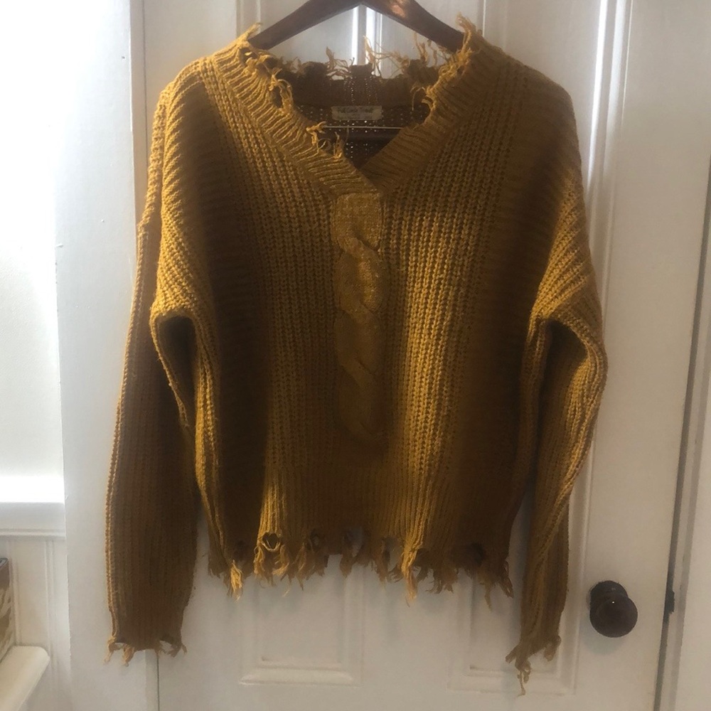 Distressed Crop Sweater